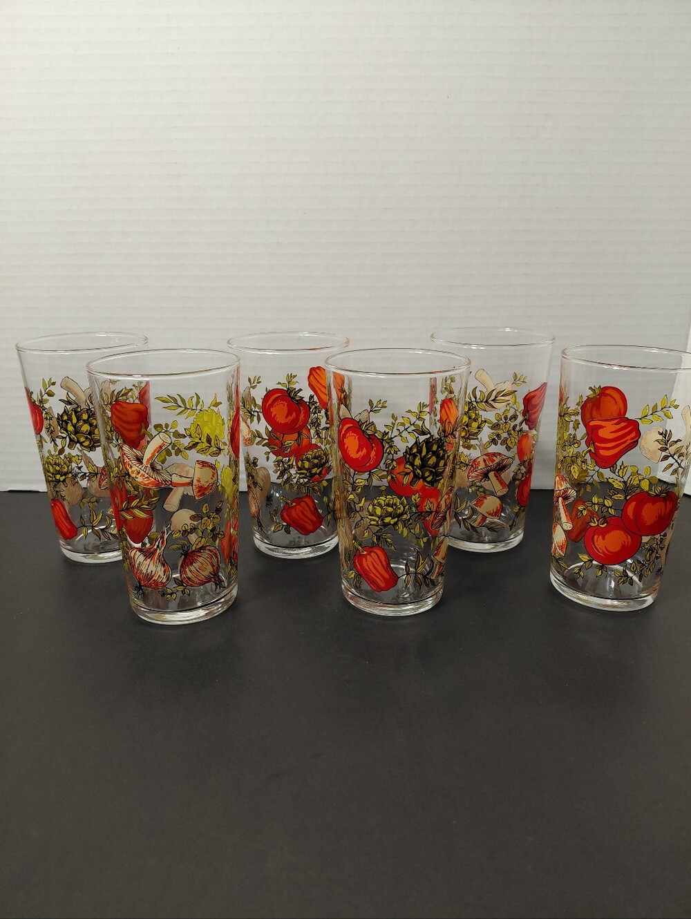 Arcoroc The Spice Of Life Set of 6 Decorative Juice Glasses- Vintage France